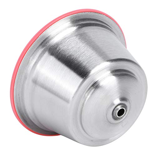 Oumefar Reusable Coffee Capsules, Coffee Capsule Pods Stainless Steel Reusable Coffee Pods with Silicone Lid Refillable Coffee Capsule Cup Fit for Dolce Gusto Coffee Maker(Red)