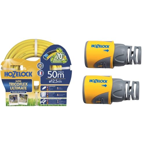 HOZELOCK - Cart Plus 50m of Ultramax Hose with Hose Connector Plus ø 12.5mm - 15mm (1/2- 5/8) Soft Touch x2