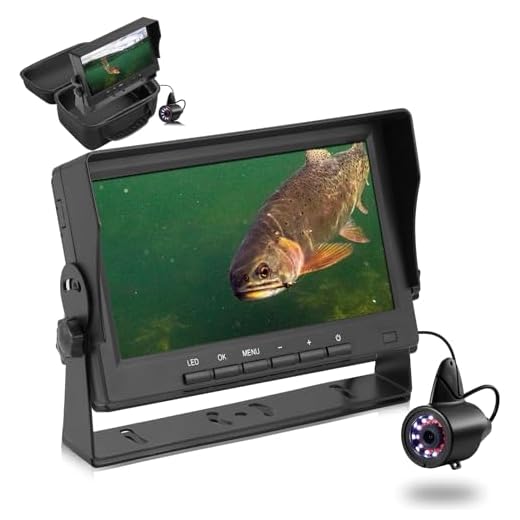 MOOCOR Underwater Fishing Camera, [2023 Upgrade] Bracket Ice Fishing Camera Underwater, Portable Video Fish Finder with 7'' Monitor, 12pcs IR & 12pcs LED Lights for Dark, Underwater Camera for Fishing
