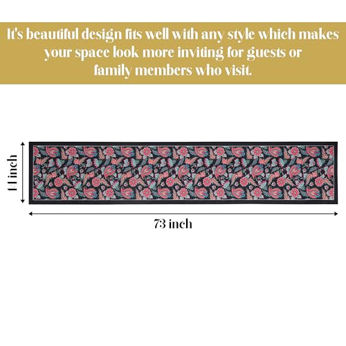 Image of Homerz Premium Velvet Runner for 6 Seater Dining Table, 13x72 inch Size, Antiskid Backing (Peacock)
