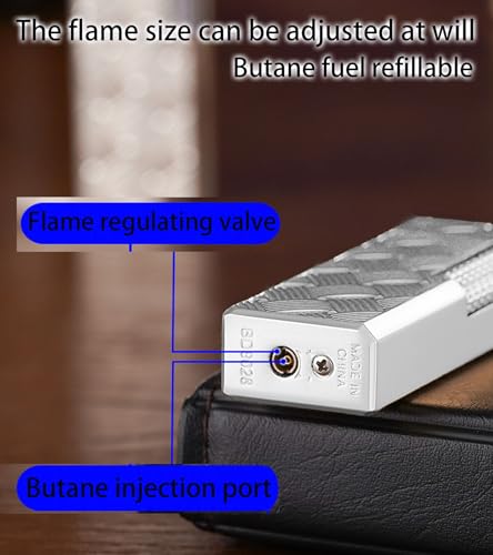 Encendedor de butano clásico metal plateado grabado a mano miniatura 4