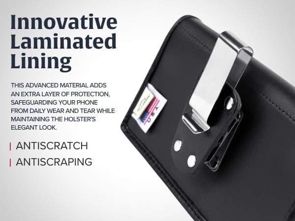 Turtleback Belt Clip for iPhone 16 Pro Max, 15 Pro Max, 14 Pro Max -Medium- Fits w/Shockproof Commuter Style Cases, Premium Black Leather, Horiz. Belt Holder, Magnetic Closure HD Rotating Clip - Image 8