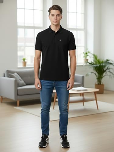 Image of Lux Cozi Men's Cotton Blend Polo T-Shirt with Chest Pocket | Collar T-Shirts for Men | Half Sleeves | Plain - Regular Fit (Pack of 1)
