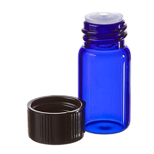 Premium Vials 5/8BLVOR144-ZT 5/8 Dram Cobalt Blue Glass Vial with Cap and Orifice Reducer (Pack of 144)