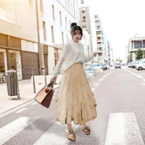 Tulle Skirt Women Mesh Skirt Slim A-line Fluffy Dress Elastic Waist Mesh Cake Long Skirt Tulle Dress for Women3