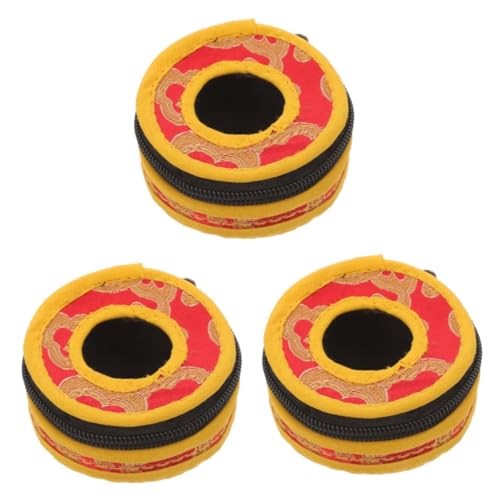 VICASKY 3pcs Finger Cymbals for Boys and Girls Handheld Bell Bag Zipper Cymbal Pouch Sturdy and Stylish Gig Bag