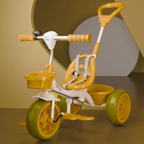 Lifelong Trike Cycle for Kids Cycle 2-5 Years-Tricycles for Boy & Girl-Baby Bike with 3 EVA Wheels,Bell & Basket -Durable Tricycle with Parental Control 30kg Capacity(White & Yellow)