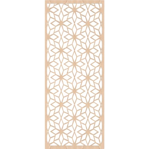 Image of 19 3 /8 inchW x 49 3 /8 inchH x 1 /4 inchT Lake Decorative Fretwork Wood Wall Panels, Red Oak