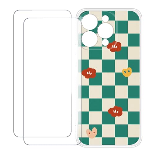 UOGNADGD Oukitel P1 Pro �Ƃ̌݊������� �J�X�^���J���t���P�[�X�{�����K���X�ی�t�B����2���t�� ? �Ռ��z�������h�~ (�΂̊i�q��)