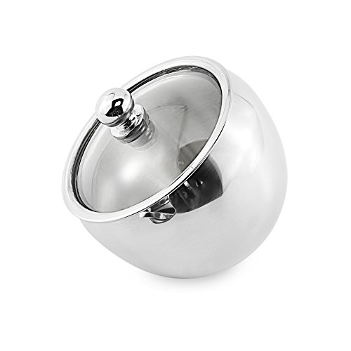 Small Sugar Bowl, [10 Ounces (300 Milliliter /1.25 Cup)], Newness Stainless Steel Sugar Bowl with Glass Oblique Opening Lid (for better recognition) and Sugar Spoon for Home and Kitchen - Thumbnail 7