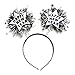 Dzrige Happy New Year Headband with Star Boppers & Silver Tinsel,Glitter New Year Head Boppers Headband for New Year Birthday Carnival Party Props Decoration