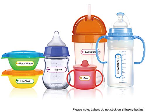 Baby Bottle Labels For Daycare, Self-Laminating, Waterproof Write-On Name Labels, Assorted Sizes & Colors, Pack Of 64 #TOP3
