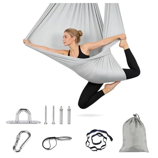 Staranry Aerial Yoga Hängematte Set, 150x340CM, Dehnbare, Atmungsaktive Nylon-Stoff, 200KG Max. Tragfähigkeit, Befestigungsmaterial, Ideal für Anti-Schwerkraft Yoga-Übungen, für Erwachsene