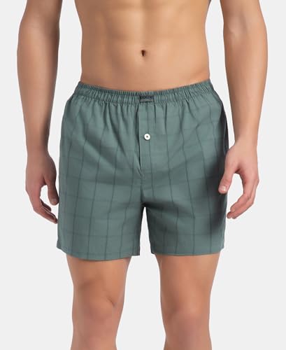 Image of Jockey 8222 Men Super Combed Mercerized Cotton Woven Checkered Inner Boxers with Ultrasoft and Durable Inner Waistband (Pack of 2, Colors & Prints May Vary)