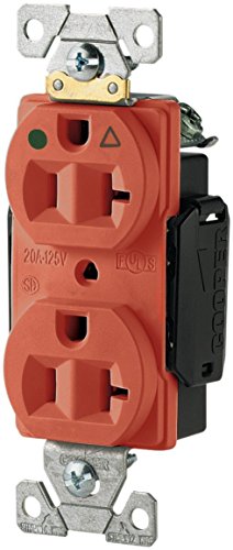 Eaton IG8300RN-SPL Hospital Grade Premium Isolated Ground Duplex Receptacles with 20-Amp, 125-Volt, 5-20-NEMA Rating, Orange