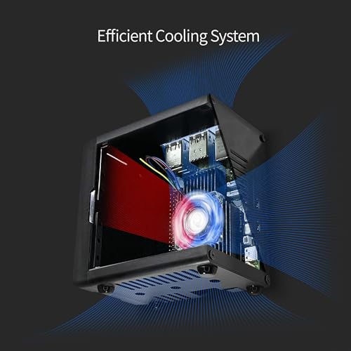 Gabinete Mini PC para Raspberry Pi 5 con M.2 NVMe SSD PCIe HAT y refrigeración activa con iluminación RGB (Caja negra mate + M.2 HAT) miniatura 5