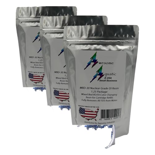 Image of Awesome Aquatic Mixed Bed DI Resin 1.25 lb Resintech MBD-30 Nuclear Grade Color Changing DI Resin Deionization RO /DI 10 inch Filter Cartridge Refill (1.25 lb) (Pack of 3)