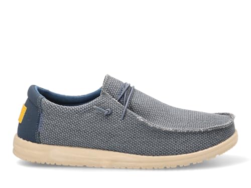 Etika Mocasines Casuales y Cómodos para Hombre, Zapatos Ligeros Estilo Náutico de Lona con Cordones Elásticos, Modelo 82048 Azul - 43