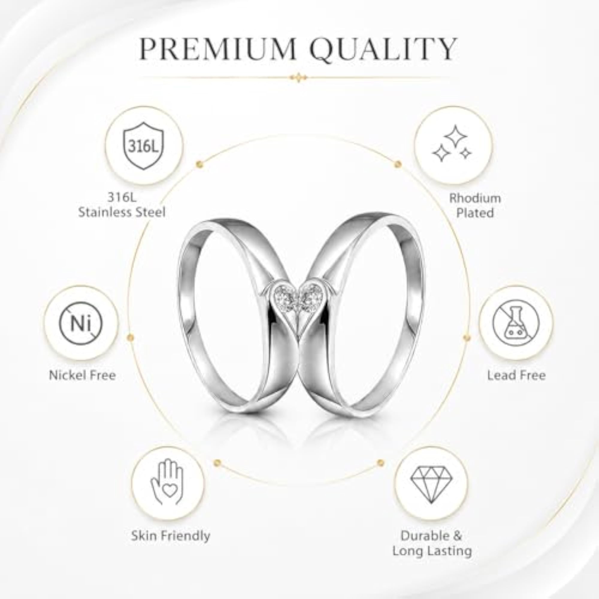 Couple Silver Plated Adjustable Broken Heart Ring Set
