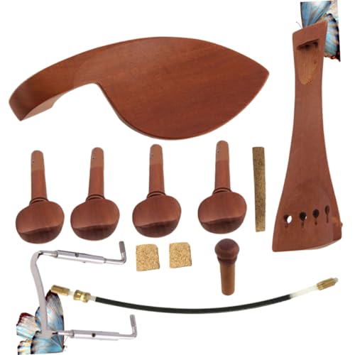 OFFIGAM 1セット バランスロープ 楽器 バイオリンのコルク 休み チューナー キット バイオリンの肩当て ショルダー チューニングペグ バイオリンのテールピース 木製