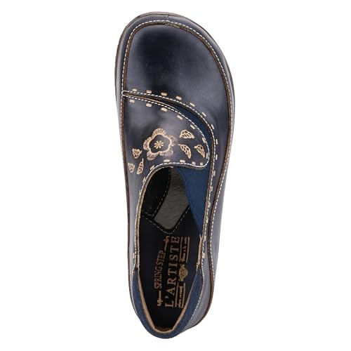 Image of Spring Step L'artiste Burbank Leather Clogs for Women | Designer Hand-Painted Slip-On Shoes | Ladies Casual Platform Clog
