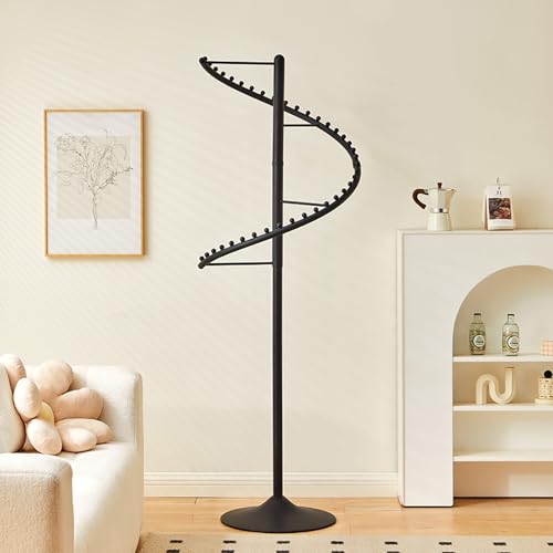 Perchero Giratorio en Espiral de Alta Resistencia, Percha metálica Independiente de 38 Bolas para Guardar Ropa en Armario, Dormitorio y exhibir en Tiendas (180 cm, Negro)