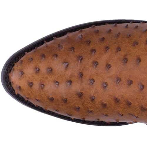 Image of Dan Post Mens Tempe Ostrich Embroidered Pull On Round Toe Dress Boots - Brown