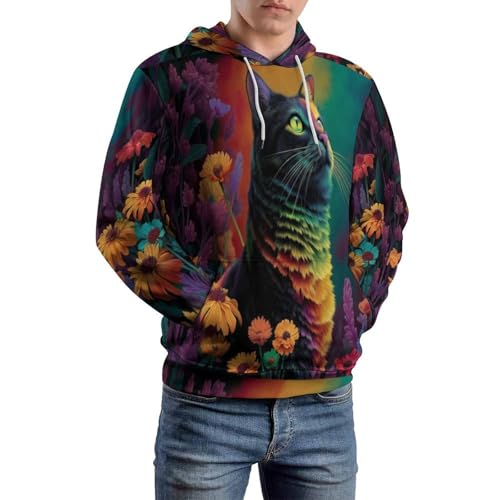 Sweat à capuche 3D Chat Rêveur pull Harajuku turquoise col rond automne unisexe pour un style urbain - 6