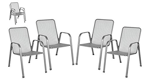 Gravidus Set of 4 Stacking Chairs Metal Graphite