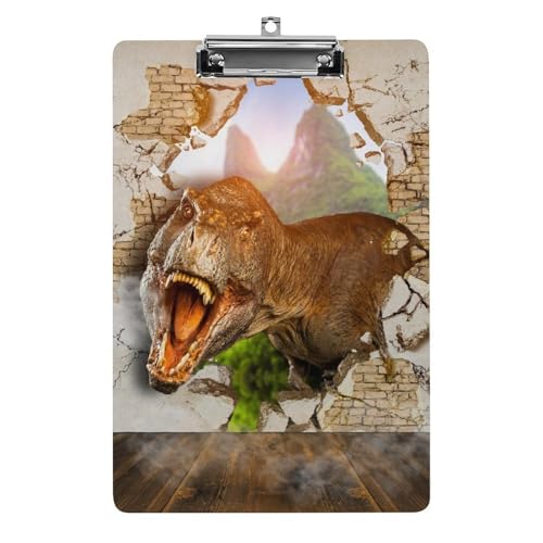 Porte-bloc A4 dinosaure avec pince métallique stable