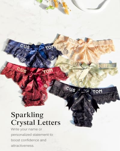 2-Pack Personalized Thongs with Names,Sexy Lace Bow Custom Panties for Women,Customized Thong with Name On It4