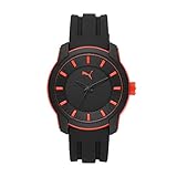 PUMA Men PUMA 2 Silicone Watch, Color: Black (Model: P6007)