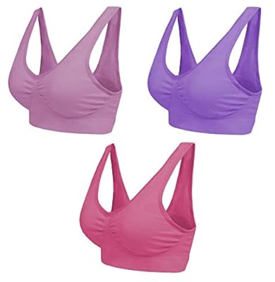 Boolavard Sujetador cómodo para mujer, sujetador clásico para mujer, push up y sin aros, paquete de 3 unidades, Violeta clara, lila y rosa., M | Ya disponible en tu tienda friki favorita! En mundofriki.es!