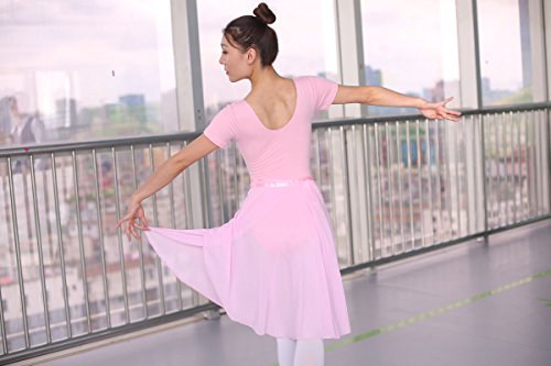 woosun Saia feminina de chiffon para balé adulto saia tutu collant balé dança skate sobre cachecol 6
