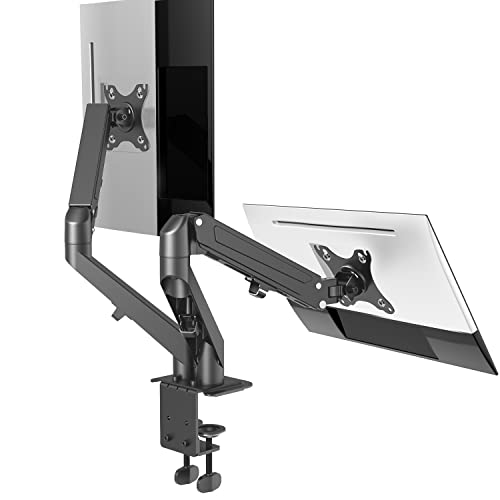 PUTORSEN Support Ecran PC 2 Ecran de 13 à 27 Pouces, Bras Articulé Ergonomique Ressort à Gaz pour Écrans Plats Incurvés, Hauteur Réglable et Inclinaison du Mouvement, VESA 75mm et 100mm Cover