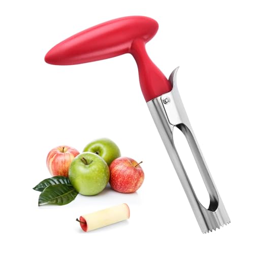 Lumive - Apple Corer Remover, Manual Apple Corer and Slicer Tool, Easy-Grip Plastic Fruit Corer for Apples and Pears, Lightweight Kitchen Core Remover, Red