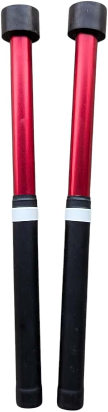 Double Second Steel Drum Sticks, Anodized Aluminum Red