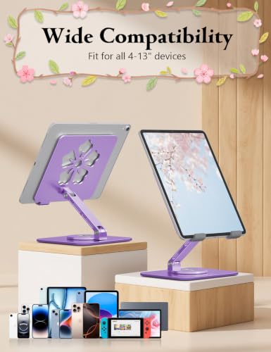 Image of Rotating Tablet Stand for Desk, Aluminum Tablet Holder, Purple