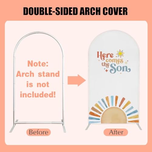 Iydamc Here Comes The Son Arch Backdrop Cover 6FT Boho Sunshine Arch Spandex Cover for Welcome Little Man Baby Shower Party Decoration (Only Cover) by Iydamc - Image 6