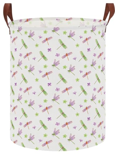 Image of NTAOHAMPER Dragonfly Large Laundry Hamper,Laundry Basket,Baby Nursery Hamper,Waterproof Storage Bin,Clothes Organizer Basket,Room Decor(Dragonfly)