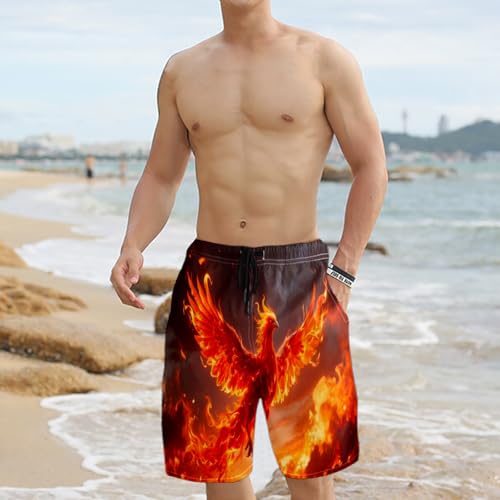 Mens Swim Trunks Board Shorts Long Quick Dry Flame Phoenix(26) Swimwear Shorts with Mesh Lining4