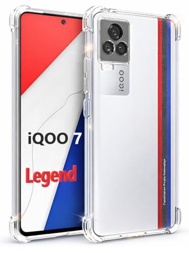 Image of Lustree iQOO 7 Legend Back Cover Case, Transparent Clear Shockproof Mobile Cover, Anti-Yellow (Slow Yellow)TPU Silicone Soft Bumper, Camera & Screen Protection, Slim Protective Case for iQOO 7 Legend