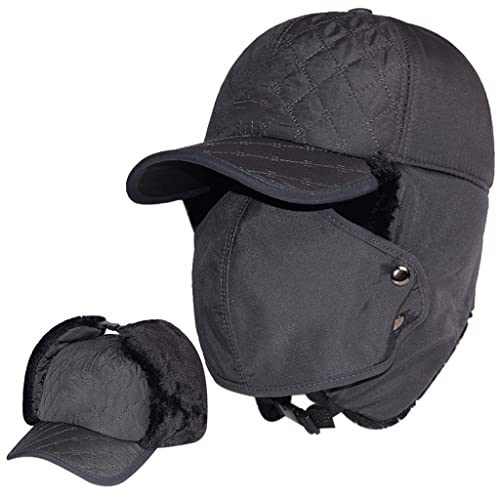 Houkai Winter Windproof Warm Hat Men Women Bomber Ear Flap Hat Cap Winter Ski Trooper Cotton Lei Feng Caps (Color : E, Size : 1) #TOP7