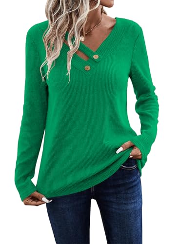 Image of LOLONG Womens Long Sleeve V Neck T Shirts Casual Basic Work Tops Trendy