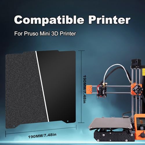 Image of 190x190mm Black Build Plate for Prusa Mini, Double Sided Textured PEI+Smooth PEI Flexible Spring Steel Platform Heated Printing Bed for Prusa Mini 3D Printer