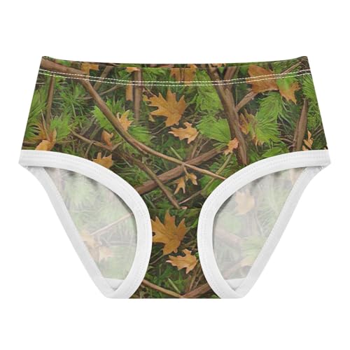 Camouflage Tree Branches Green Toddler Cotton Underwear, Cotton Underwear Girls, 2T–8 Years