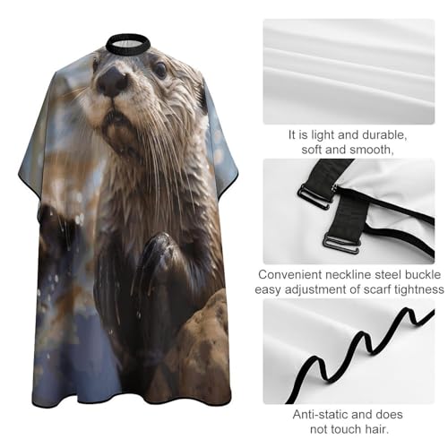 Capa para corte de cabello Otter Playing in The Water para hombre y mujer miniatura 4