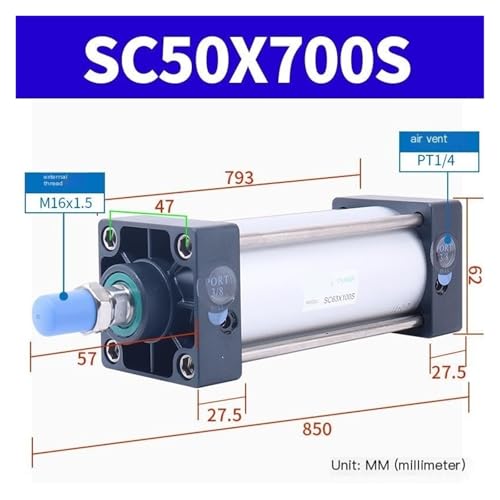 Vérin pneumatique SC50 double effet à tige robuste alésage 50mm