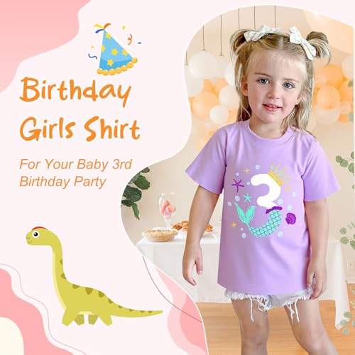 Image of Lovekider Girls Birthday T Shirts Cotton Short Sleeve T-Shirts Tee Party Clothing 3-6 Years