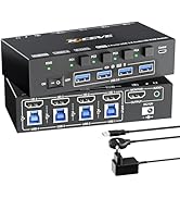 KCEVE HDMI KVMスイッチ PC切替器 4入力1出力 8K@60Hz/4K@120Hz USB3.0 HDMI 2.1 EDID機能 4PC KVM切替器 キーボード、マウス、モニター...